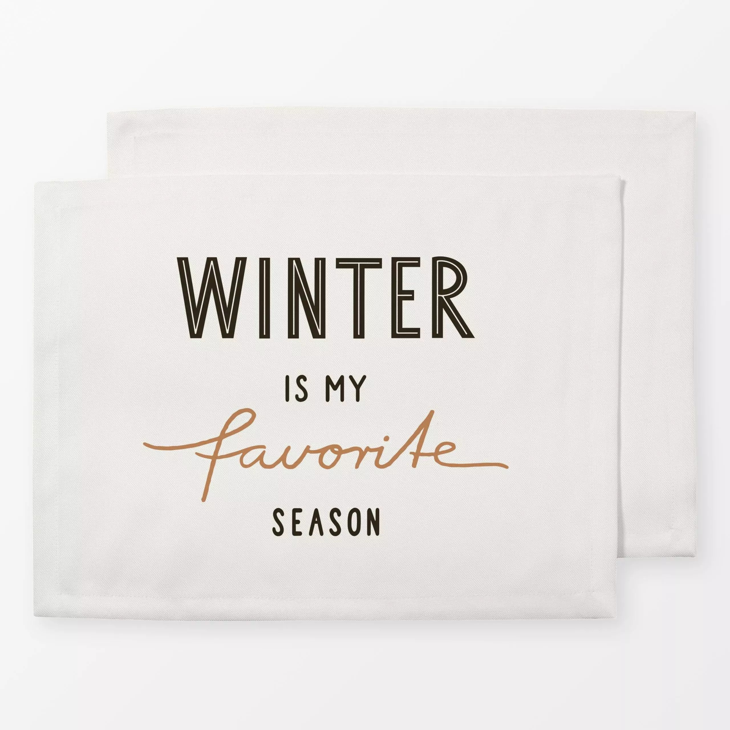 Tischset Winter Season beige mandel - Sprüche & Schriftzüge, Weihnachten, Winter - von „Kathrin Woo"; Weihnachten, modern, W...