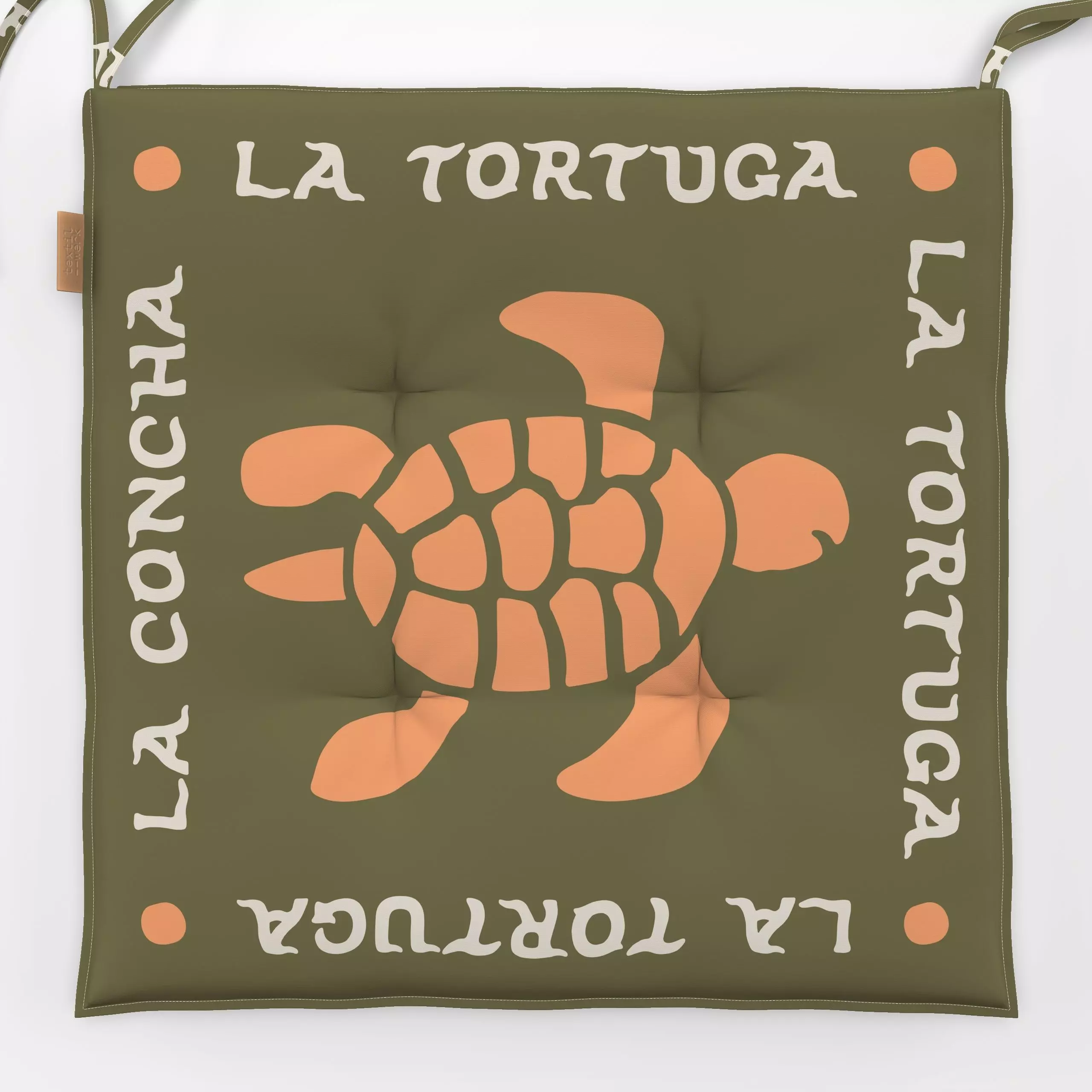 Sitzkissen La Tortuga Schildkröte - Sommer, Tiere, Sprüche & Schriftzüge - von „textilwerk"; boho, hippie, Retro, oriental, ...