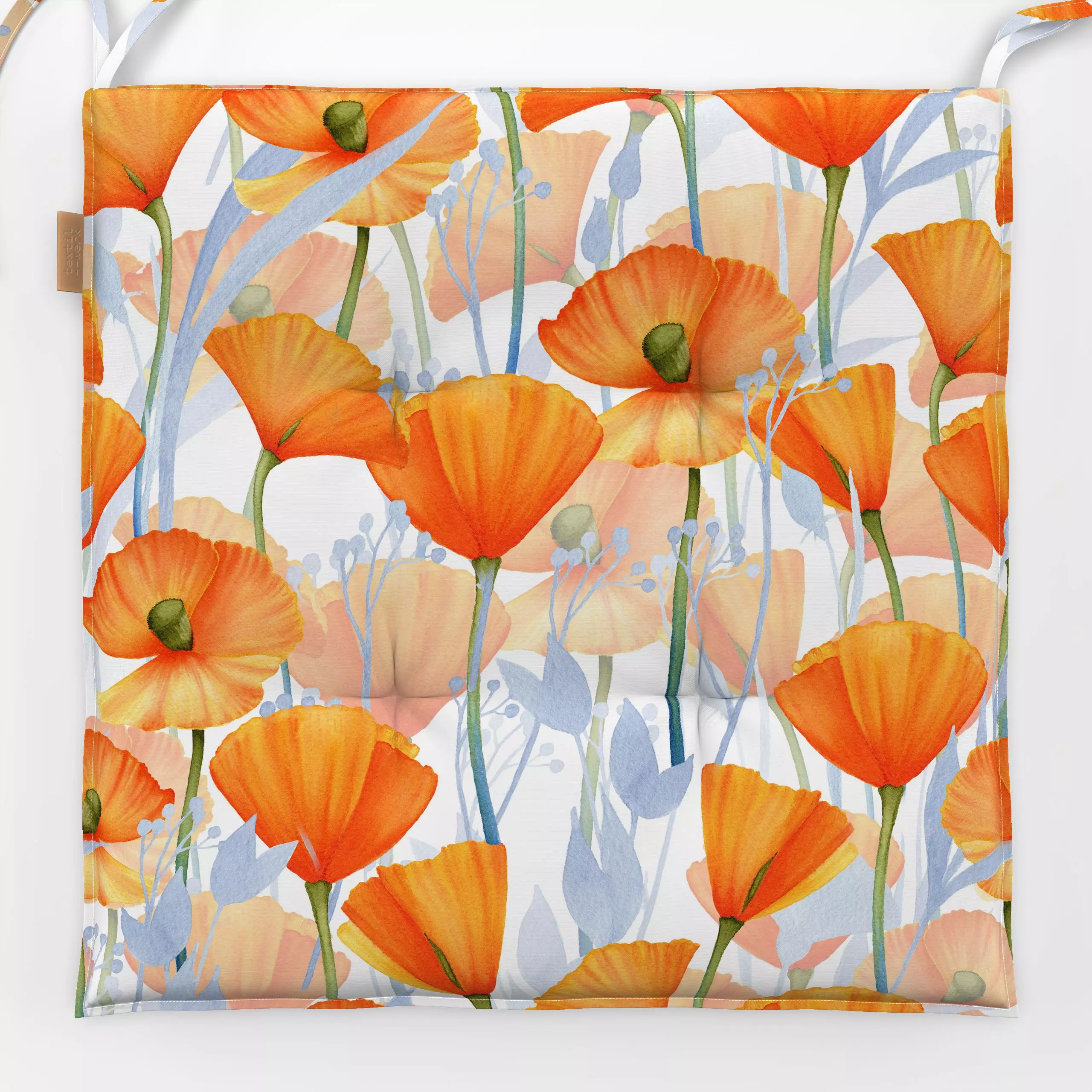 Sitzkissen Kalifornischer Mohn - Blumen & Florales, Sommer - von „Uta Naumann"; Natur, skandinavisch, Blumen, Mohn, Wildblum...