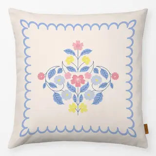 Kissen Scandi Folk Blumen Blau