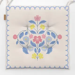 Sitzkissen Scandi Folk Blumen Blau