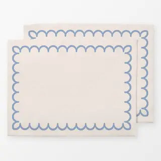 Tischset Scandi Folk Blumen Blau