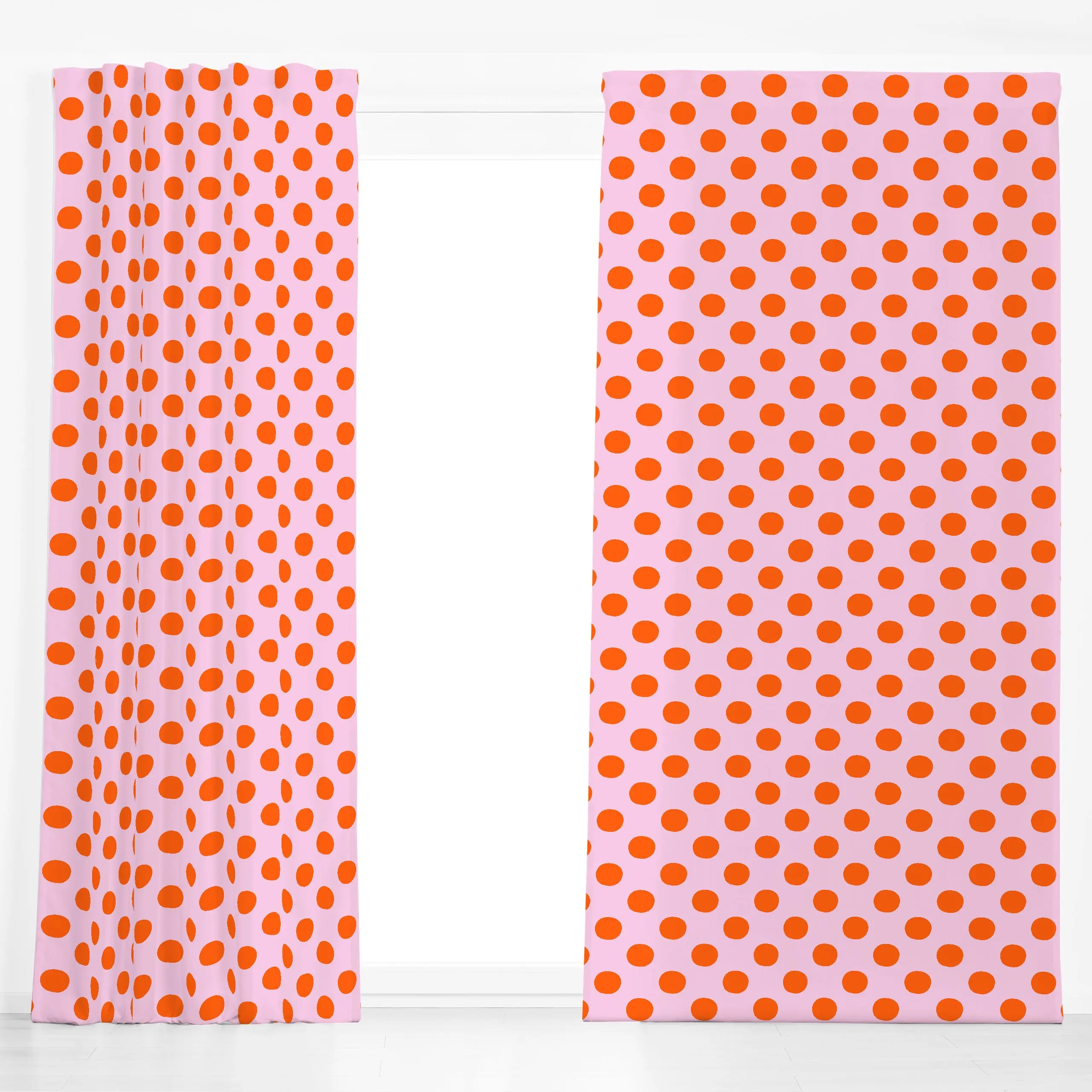 Dekovorhang Punkte Rot & Rosa - Frühling, Symbole & Muster, Ostern - von „Maren Gross "; Früchte, Dots, geschenkidee, gepunk...