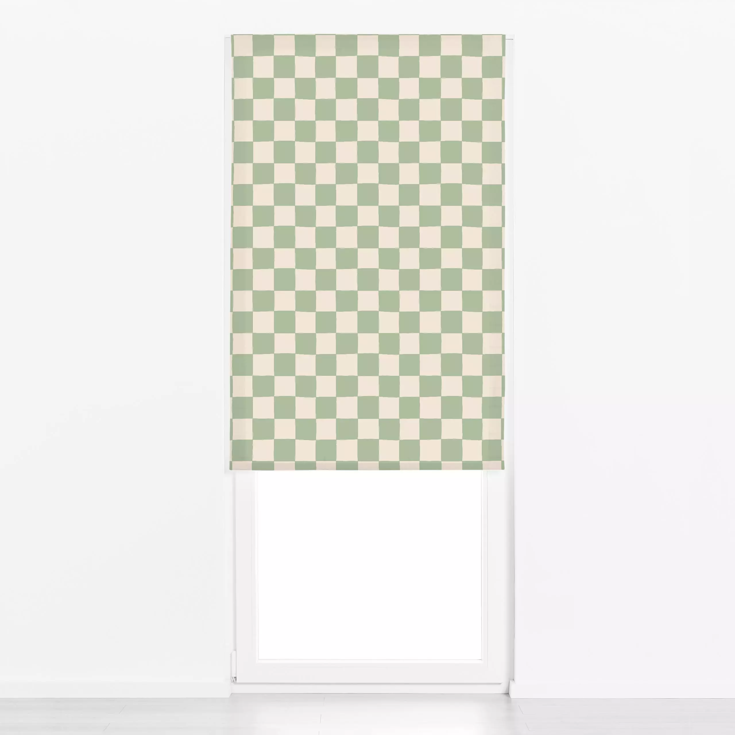 Raffrollo Schachbrett Karo grün - Symbole & Muster - von „Studio Kesse"; Linien, Streifen, Karo, Nordic, landhaus, kariert, ...
