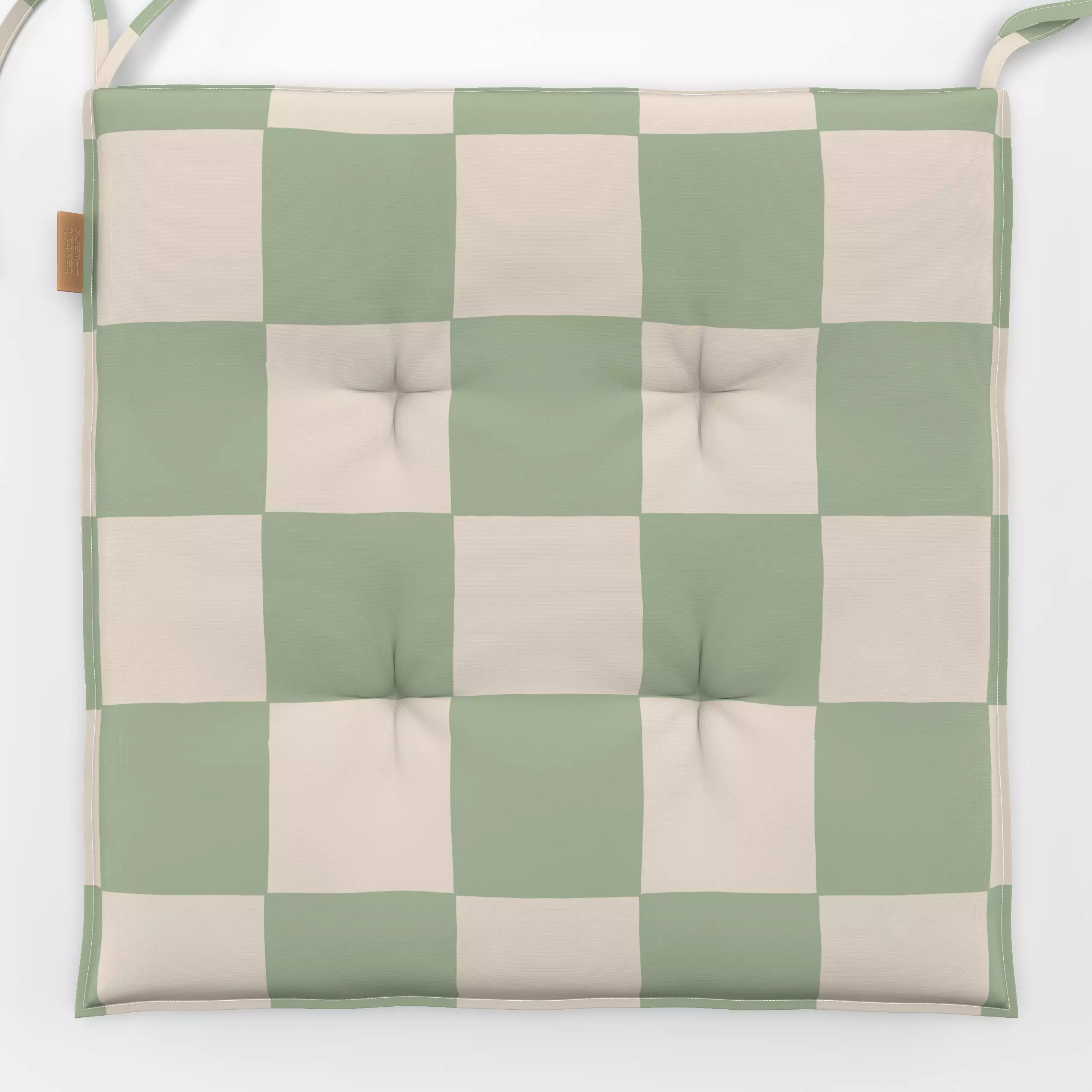 Sitzkissen Schachbrett Karo grün - Symbole & Muster - von „Studio Kesse"; Linien, Streifen, Karo, Nordic, landhaus, kariert,...