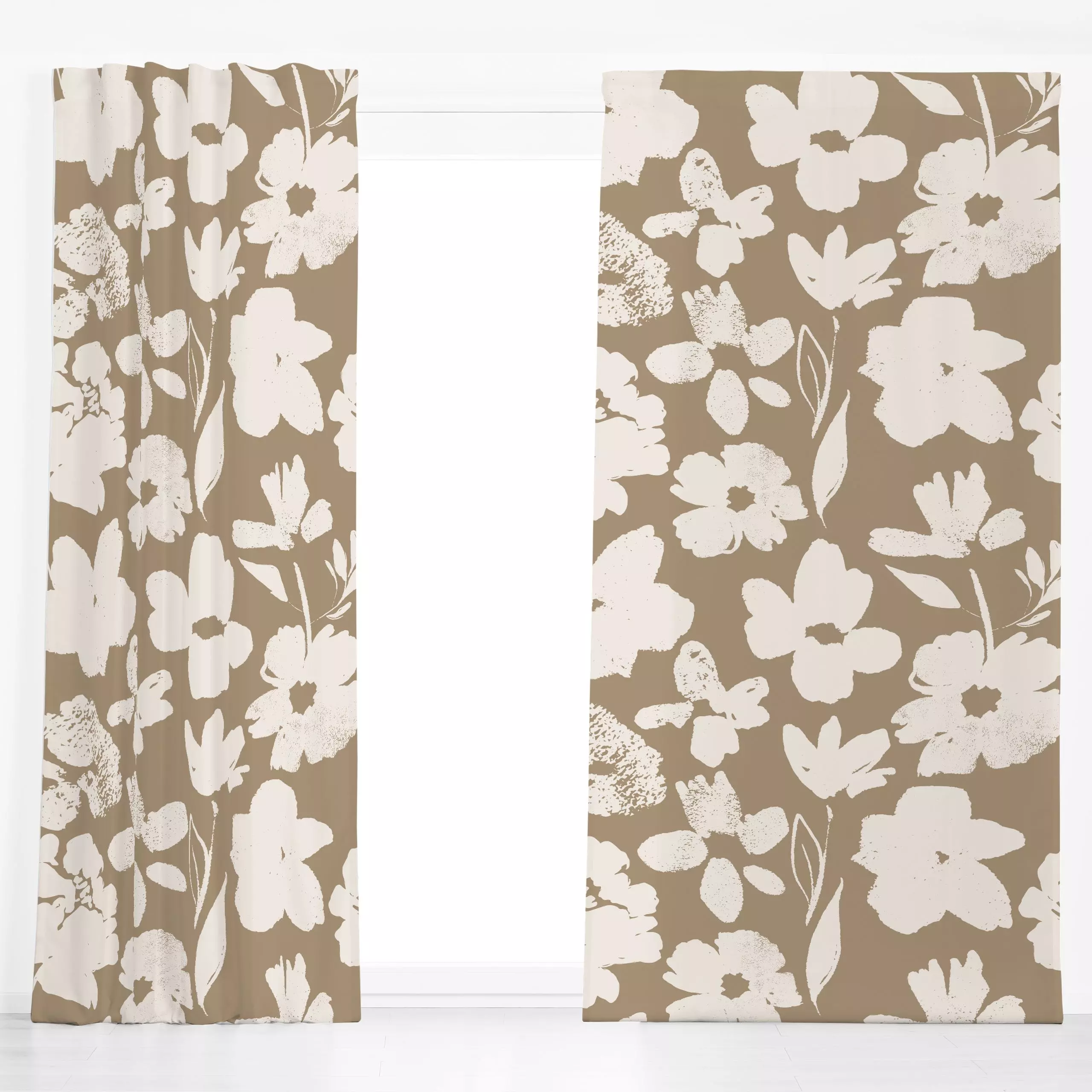 Dekovorhang Kreide Blumen Terra - Blumen & Florales, Symbole & Muster, Retro & Vintage - von „Uta Naumann"; boho, minimal, a...