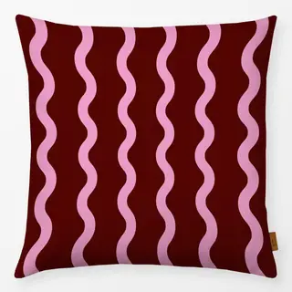 Kissen Wellenlinien bordeaux pink