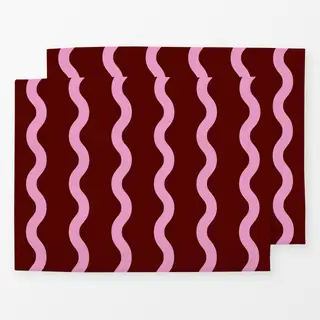 Tischset Wellenlinien bordeaux pink