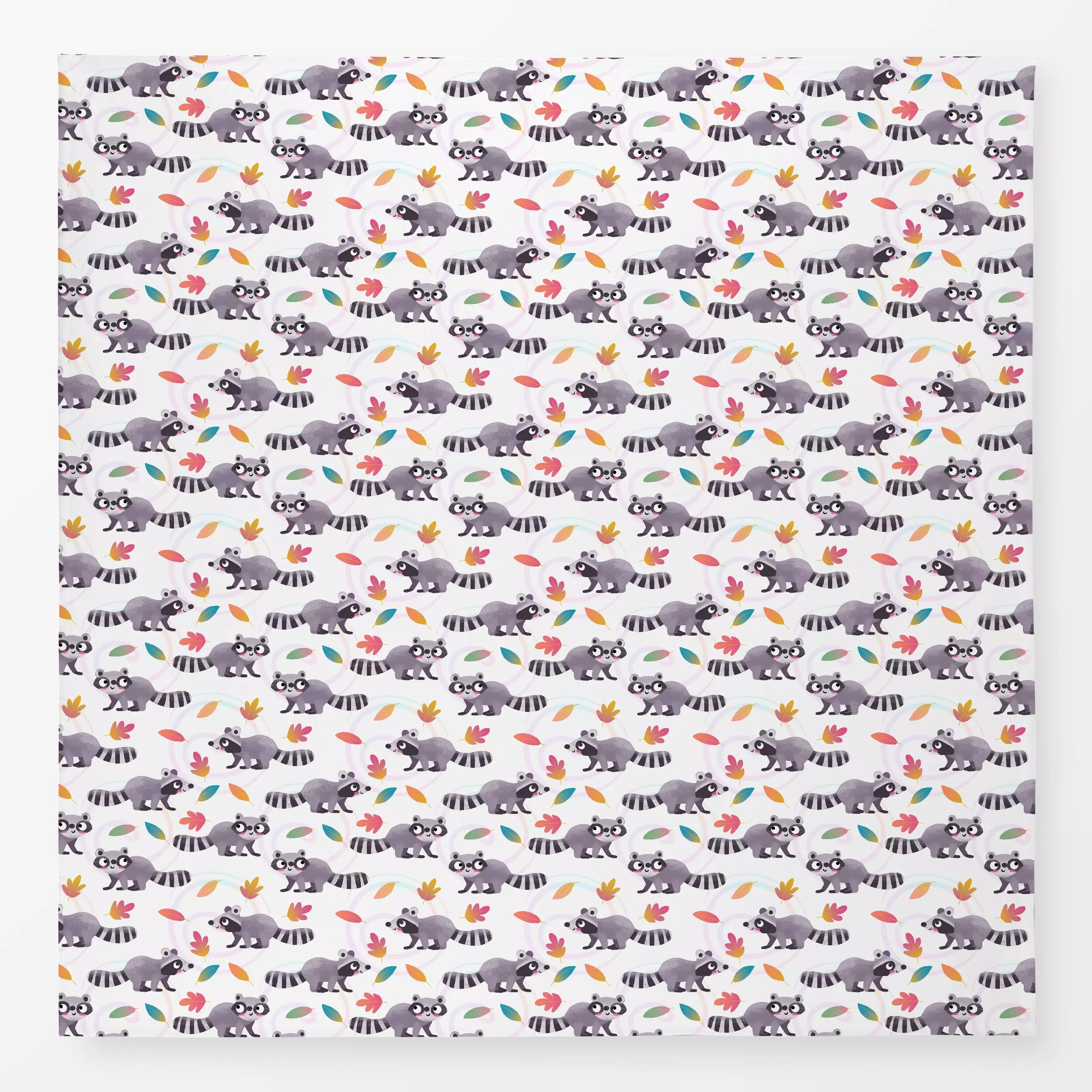 Tischdecke Waschbärchen - Herbst, Kinderzimmer & Motive für Kinder - von „Julia Reyelt"; Muster, Blätter, Wildtiere, Waschbä...