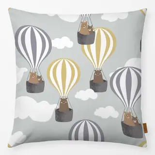 Kissen Bären im Heißluftballon – Grün
