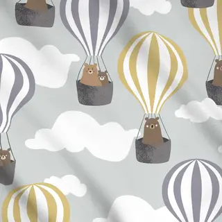 Meterware Bären im Heißluftballon – Grün