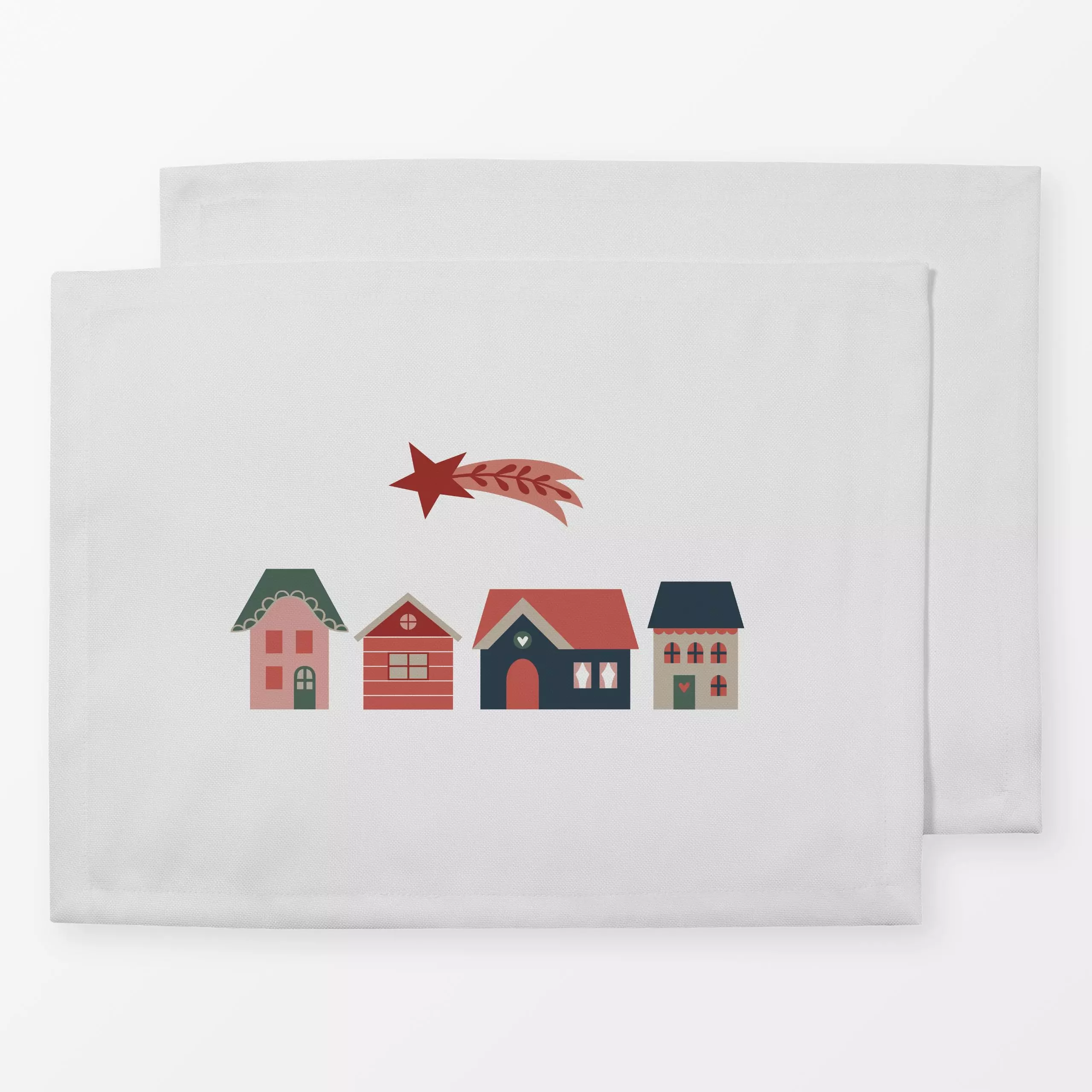 Tischset Weihnachtshäuser - Weihnachten, Winter - von „Kerstin Ax"; skandinavisch, Weihnachten, Winter, Schweden, Weihnachts...
