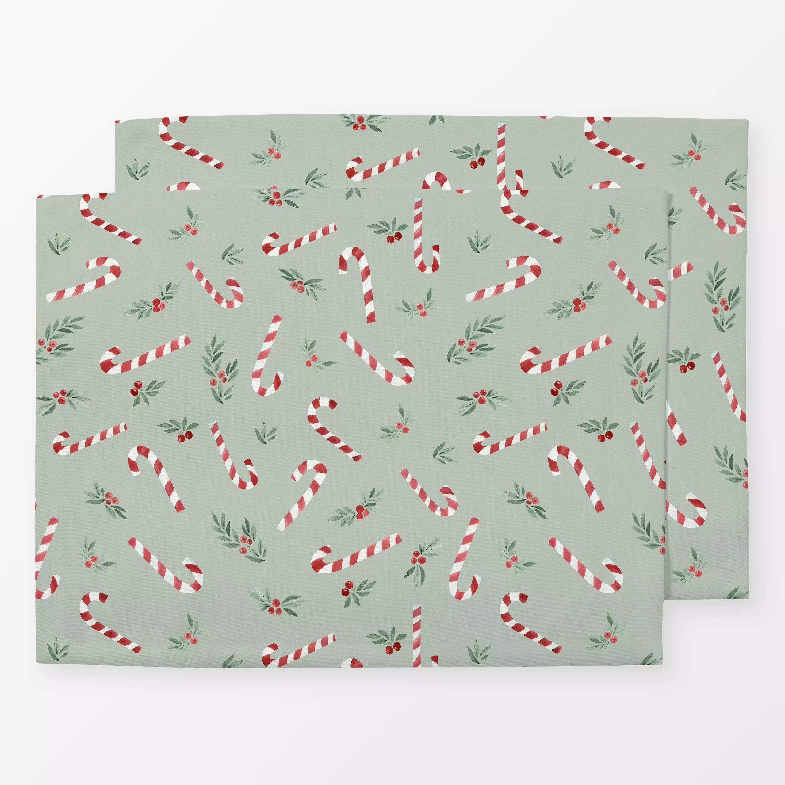 Tischset Zuckerbeere green lilly grün - Weihnachten - von „Katrin Graff"; Weihnachten, verspielt, Winter, Zuckerstange, weih...