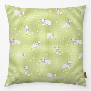 Kissen Osterlamm Muster Vichy Grün