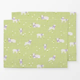 Tischset Osterlamm Muster Vichy Grün