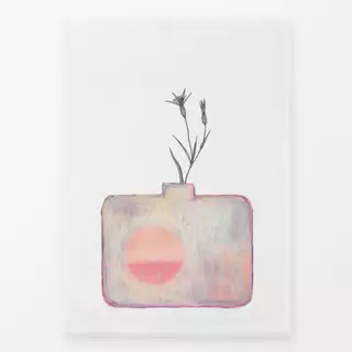 Geschirrtuch Vase grau-rosa