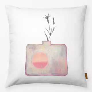 Kissen Vase grau-rosa