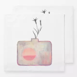 Servietten Vase grau-rosa