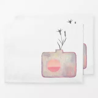 Tischset Vase grau-rosa