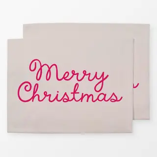 Tischset Merry Christmasbeige pink