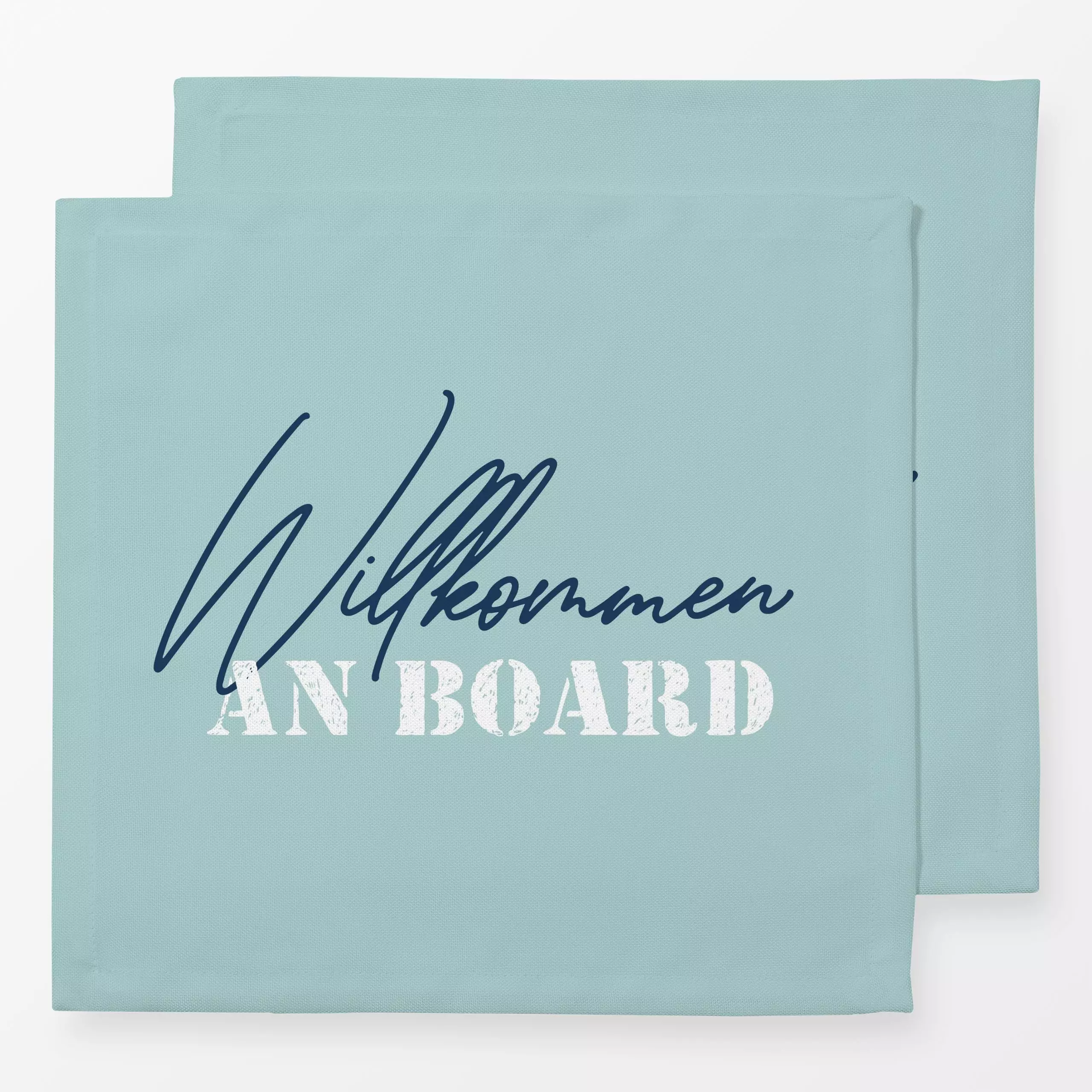 Servietten Willkommen an Board Türkis - Sprüche & Schriftzüge, Anlässe - von „Katrin Graff"; Geburt & Baby, Geschenk, mariti...