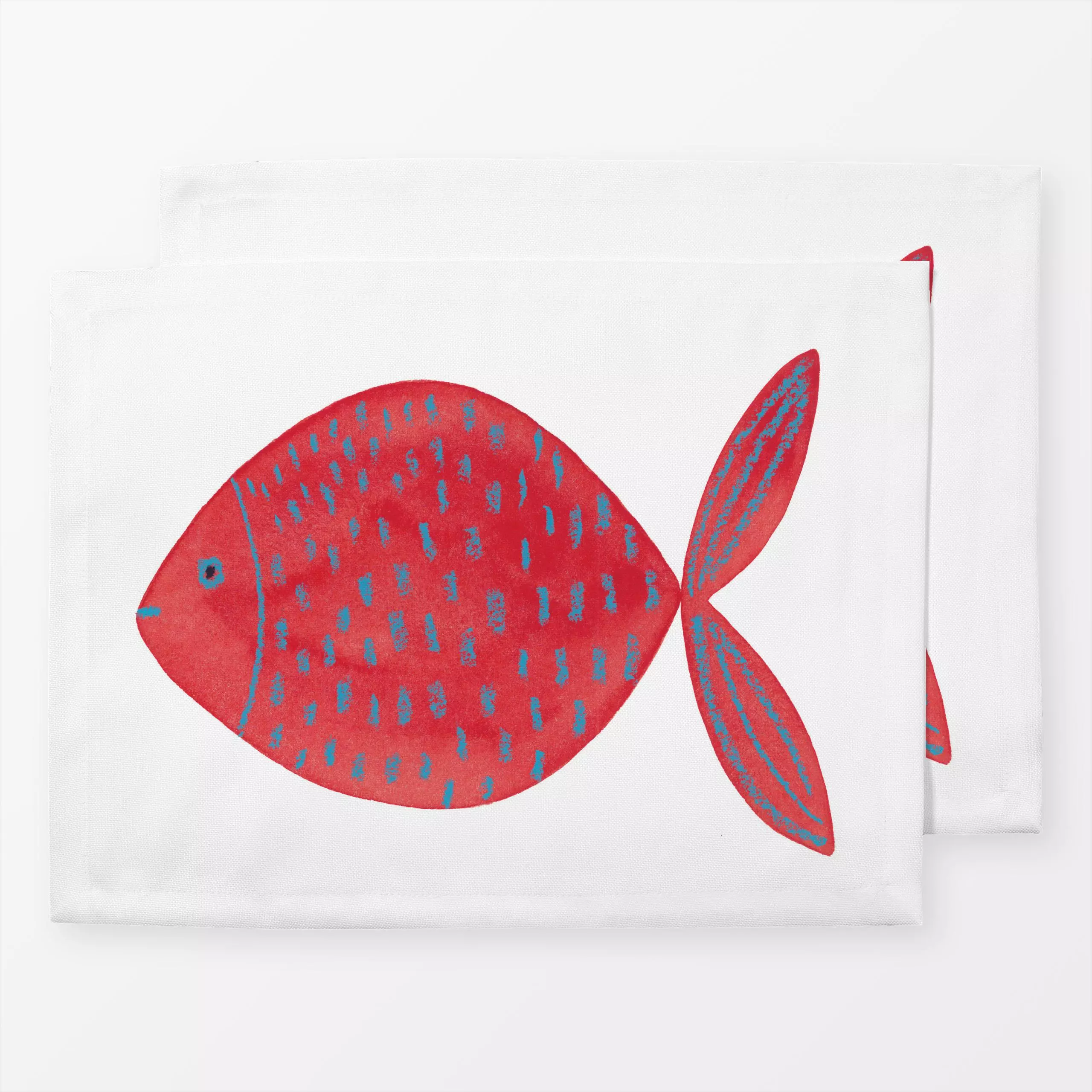 Tischset Roter Fisch 2 - Tiere - von „ask a duck"; Kinder, Zeichnung, Ozean, Meer, Fische, Kinderzimmer, rot