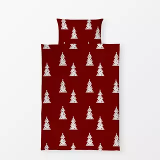 Bettwäsche Muster Weihnachtsbaum auf Rot