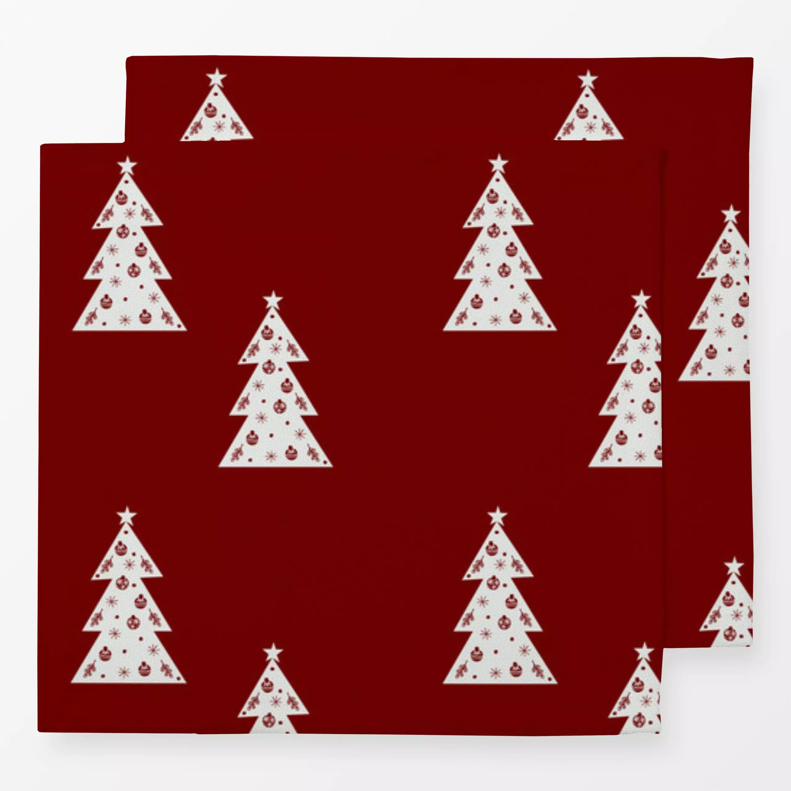 Servietten Muster Weihnachtsbaum auf Rot - Weihnachten, Winter - von „Kerstin Ax"; Muster, skandinavisch, Weihnachtsbaum, St...