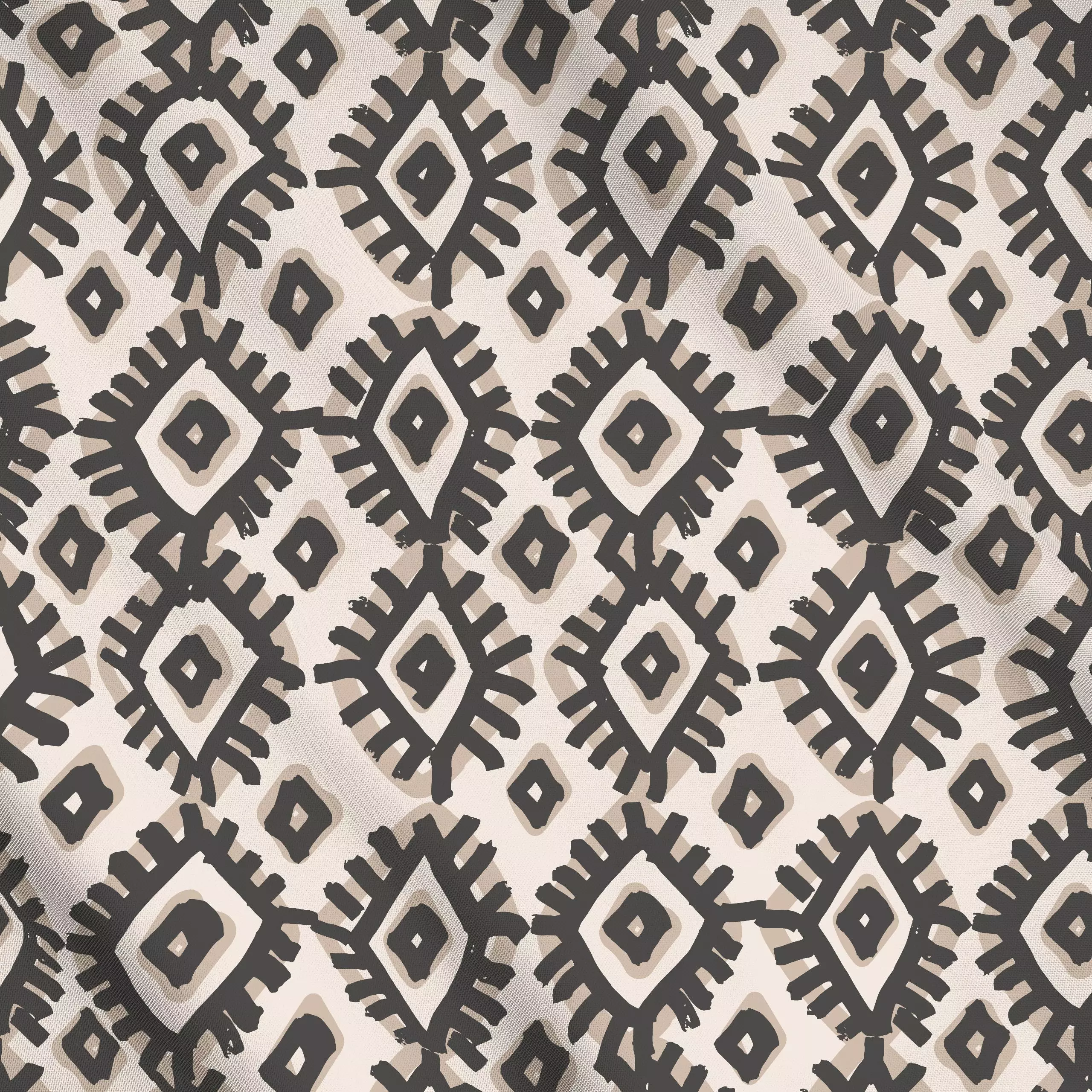 Meterware Summer Allover grey - Symbole & Muster - von „Kruth Design“; Muster, beige, Sommer, Sommerlich, kruthdesign, raute...