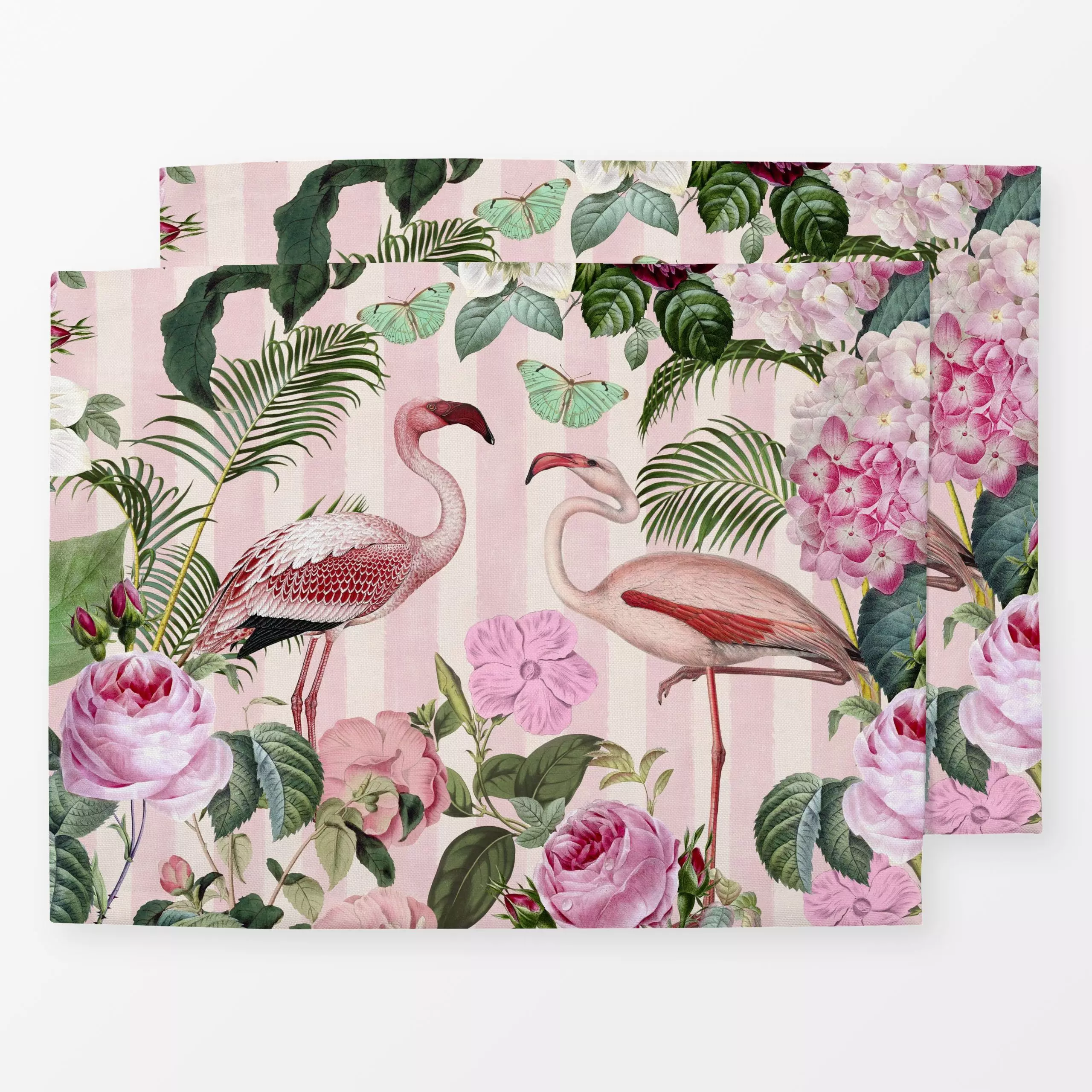 Tischset Flamingo Rendezvous, Blumen, tropisch, Tiere, Sommer, von Andrea Haase