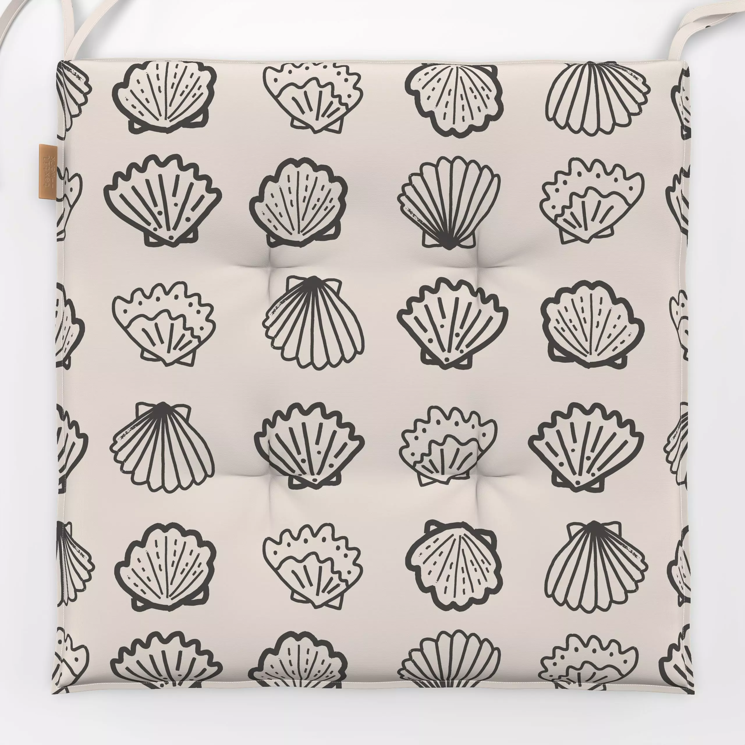 Sitzkissen Allover Muscheln beige - Natur & Landschaft, Sommer - von „Kruth Design"; Meer, Strand, beige, Sommer, Muscheln, ...