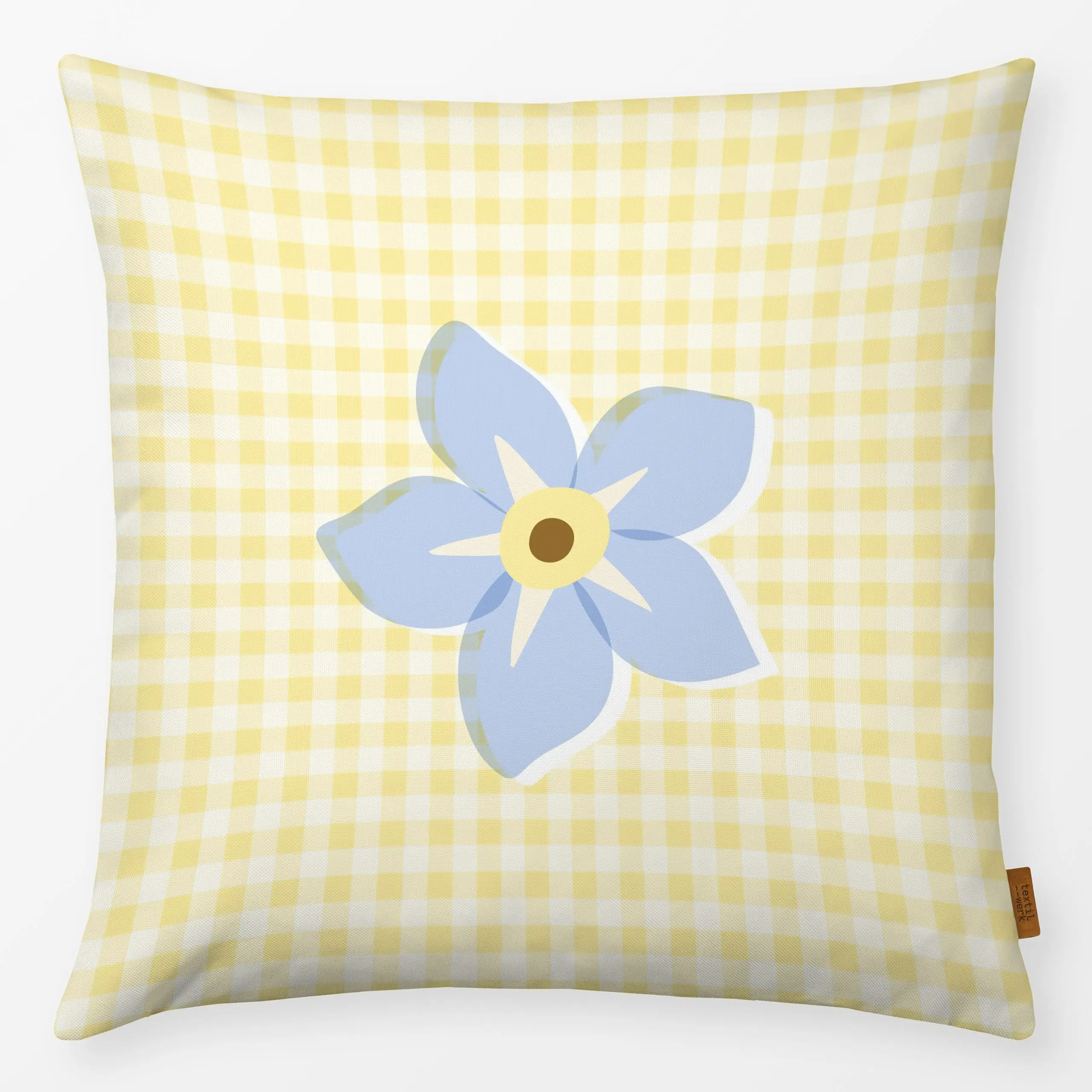 Kissen Vergiss mein nicht Vichy - Frühling, Ostern - von „Carolin Vonhoff"; Blumen, Vergissmeinnicht, Ostern, kariert, Paste...