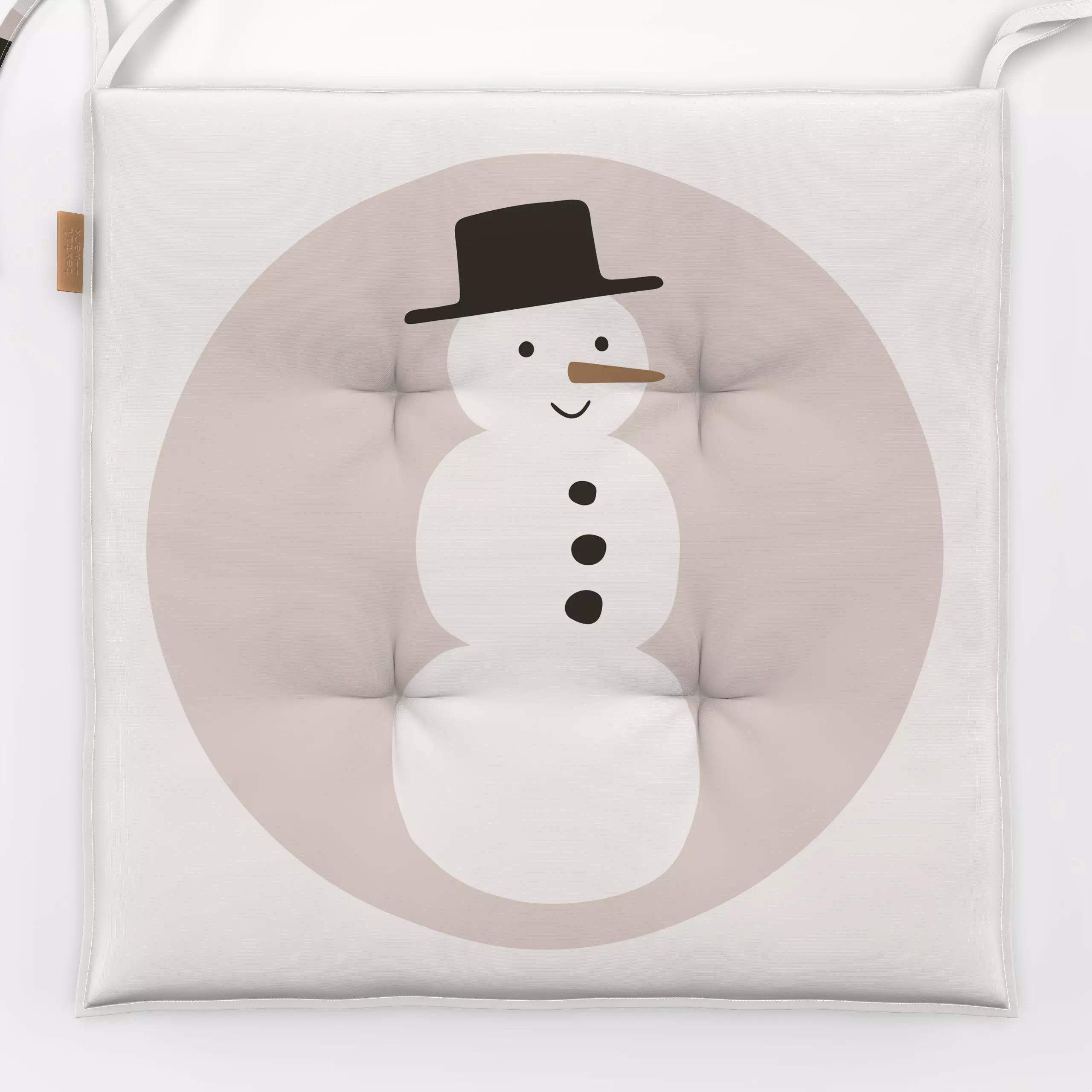 Sitzkissen Snowman light brown - Kinderzimmer & Motive für Kinder, Weihnachten, Symbole & Muster - von „Kathrin Woo"; Weihna...