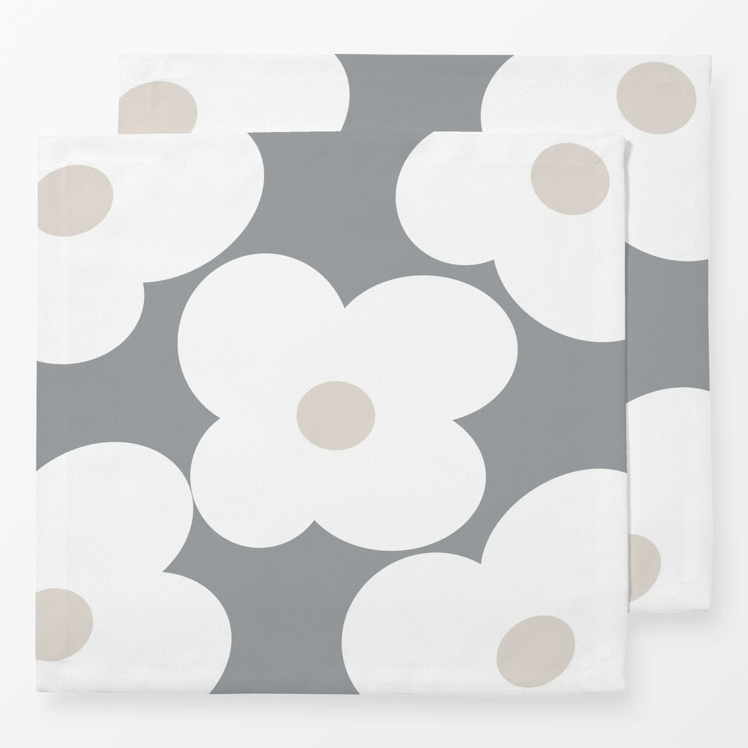 Servietten Butterblüme Weiß Auf Hellgrau - Blumen & Florales, Frühling, Ostern - von „Alisa Knöß"; skandinavisch, Blumenkiss...