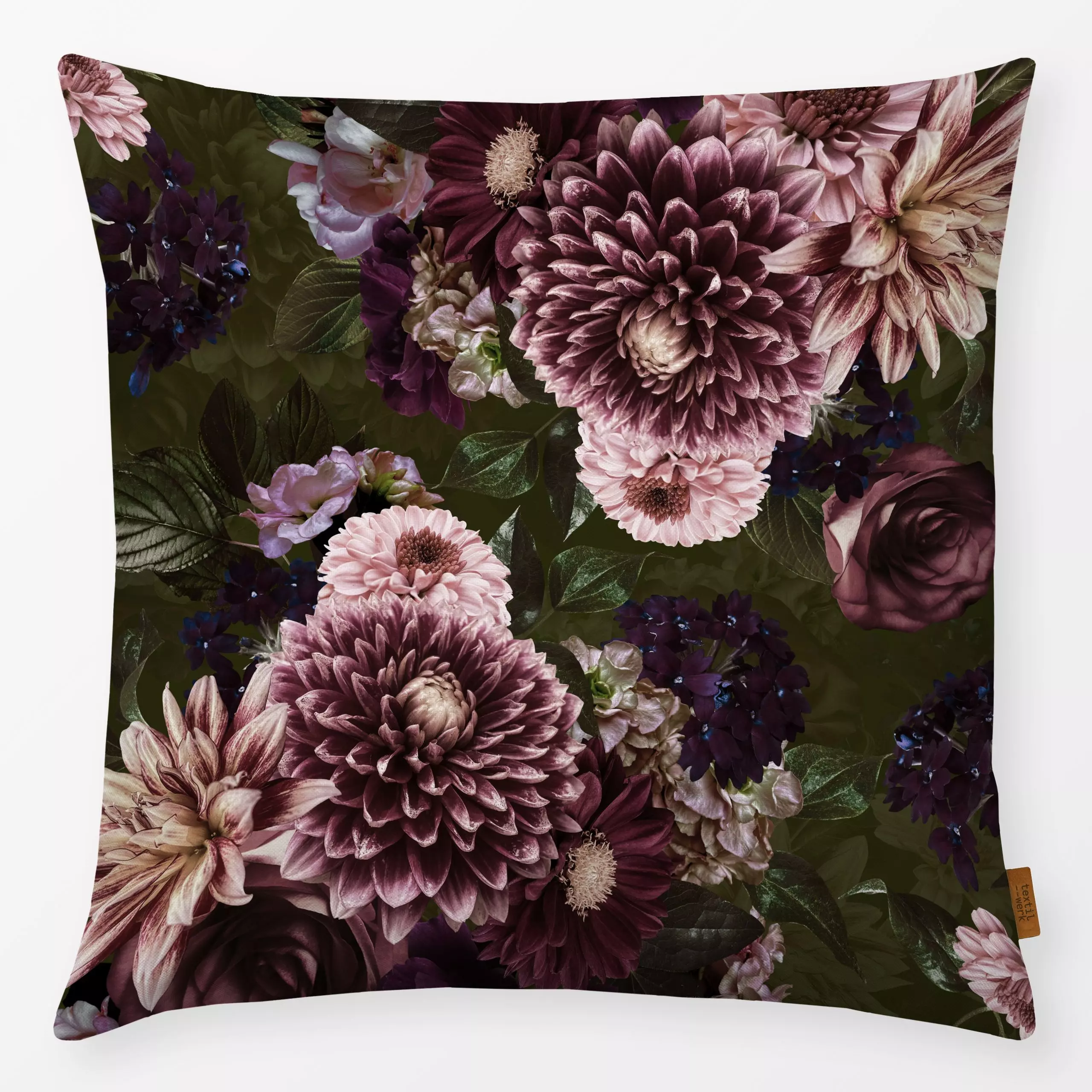 Kissen Herbstblüten Muster grün - Blumen & Florales, Herbst, Pflanzen & Botanik - von „Uta Naumann"; boho, Muster, Natur, Bl...