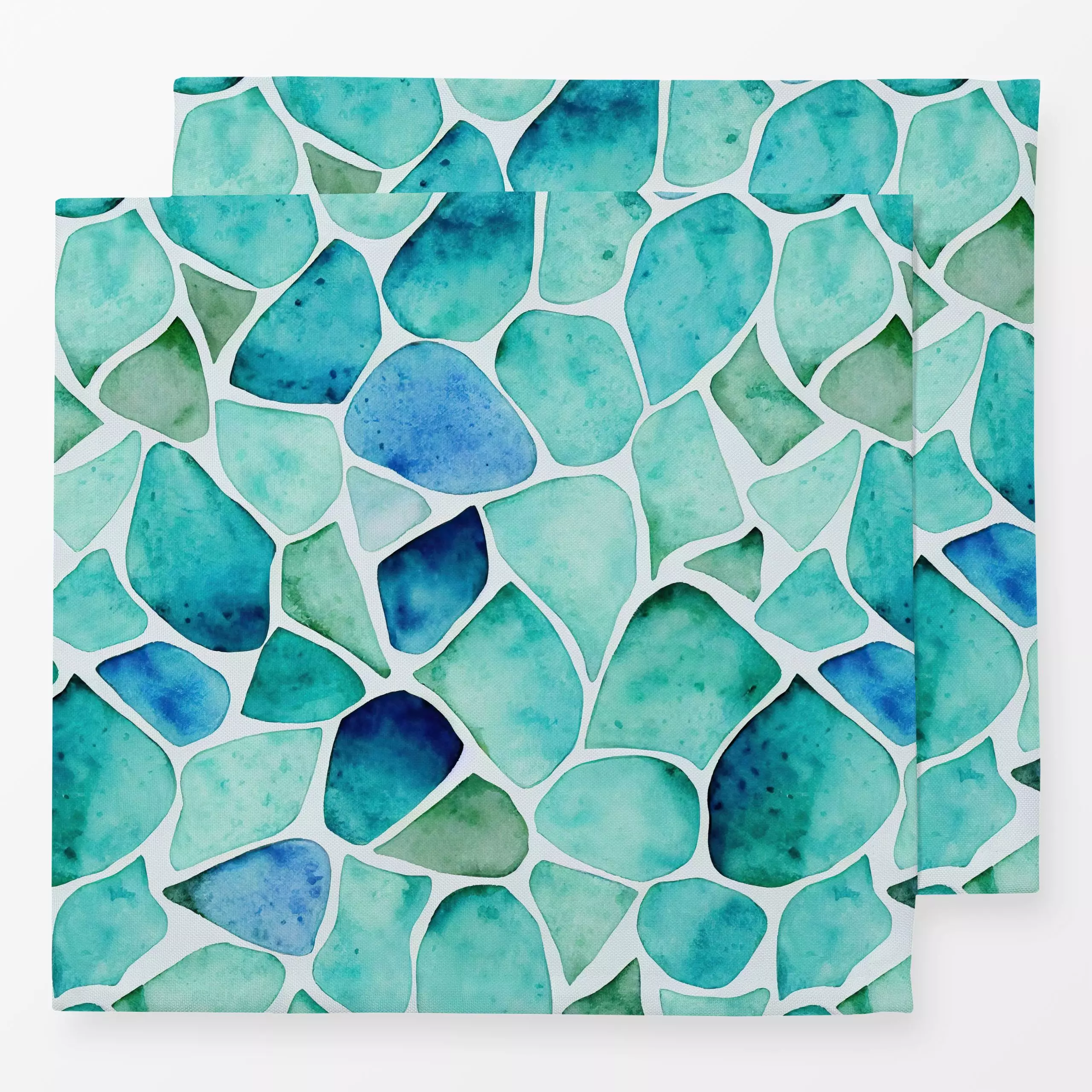 Servietten Sea Glass blue green - Sommer, Symbole & Muster - von „Andrea Haase"; Wasserfarben, Aquarell, Sommerblumen, Meer,...