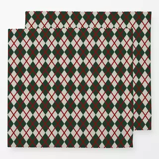 Servietten Argyle Muster dunkel grün rot