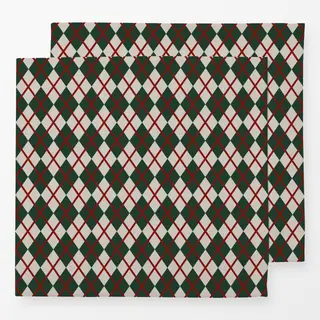 Servietten Argyle Muster dunkel grün rot
