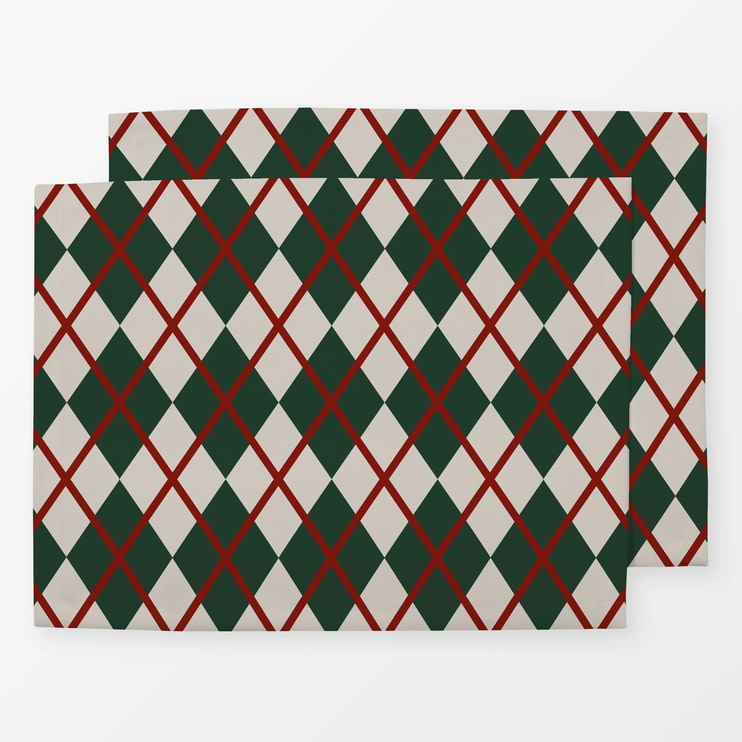 Tischset Argyle Muster dunkel grün rot - Weihnachten, Winter, Symbole & Muster - von „Katrin Graff"; Geometrisch, weihnachtl...