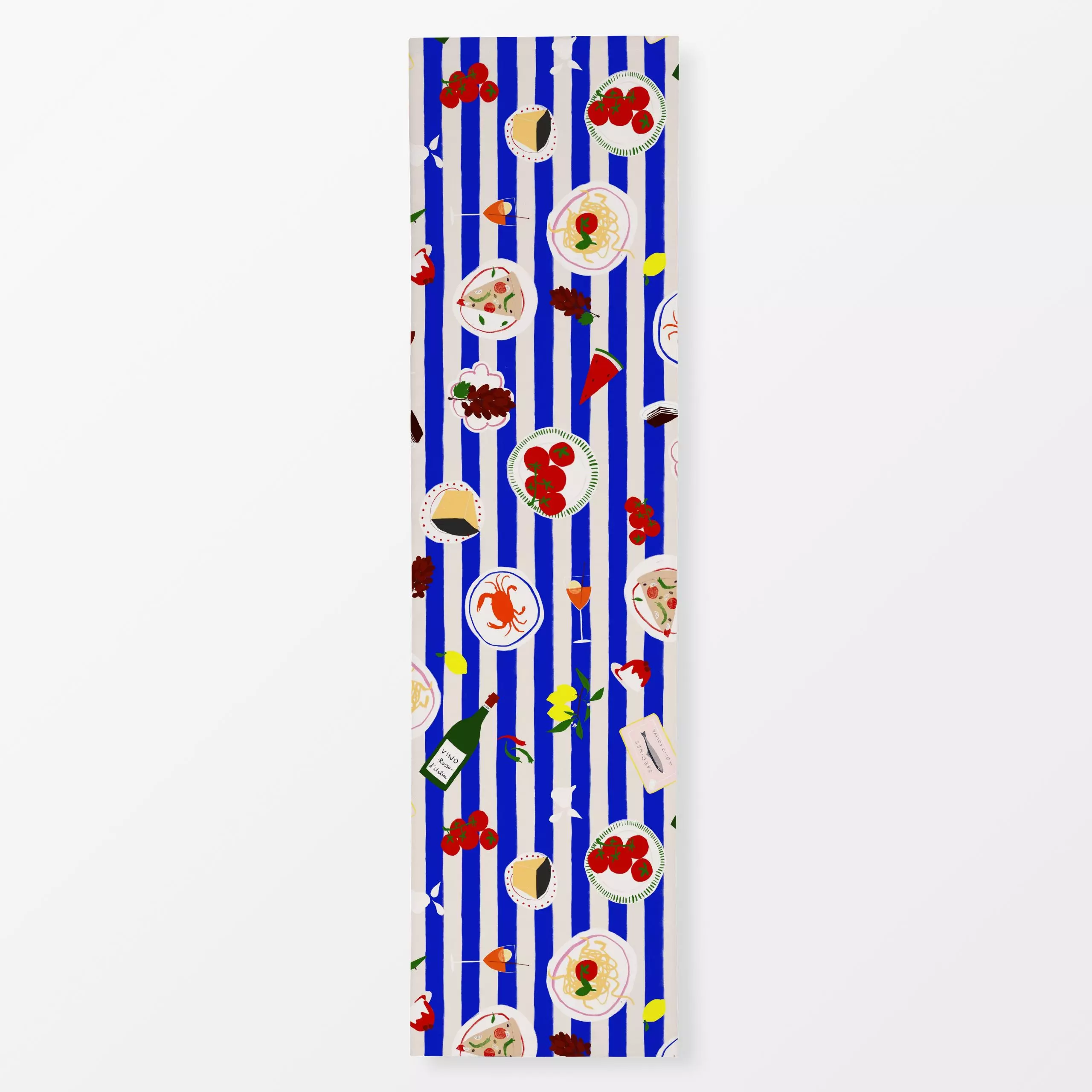 Tischläufer Tischszene Streifen Blau - Küche, Essen & Trinken - von „Sophie Augustin Illustration"; Illustration, Streifen, ...