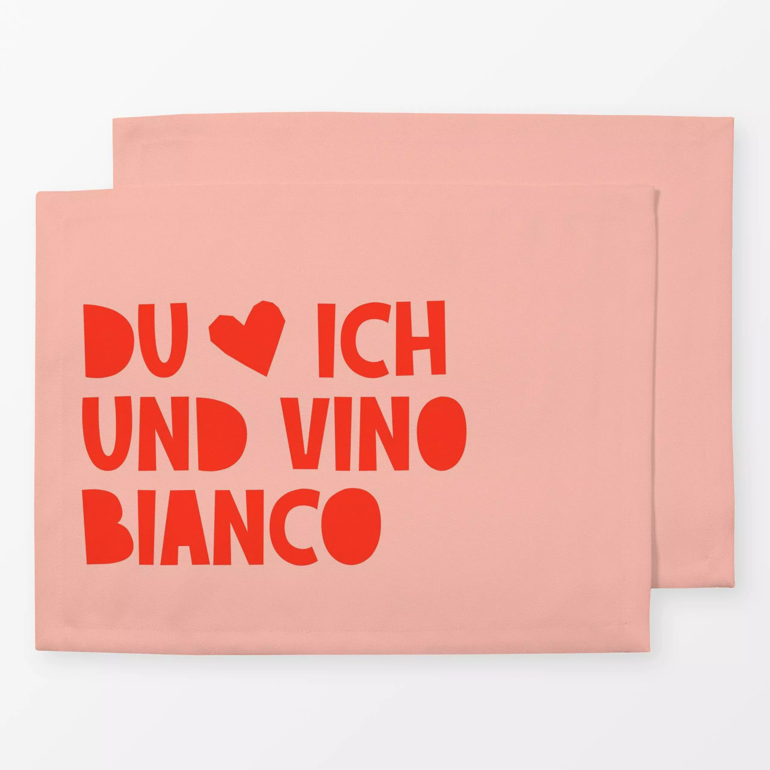 Tischset Du & ich & Vino Bianco - Sprüche & Schriftzüge - von „Lisa Jasmin Bauer“; altrosa, typografie, rot, Italien, cutout...