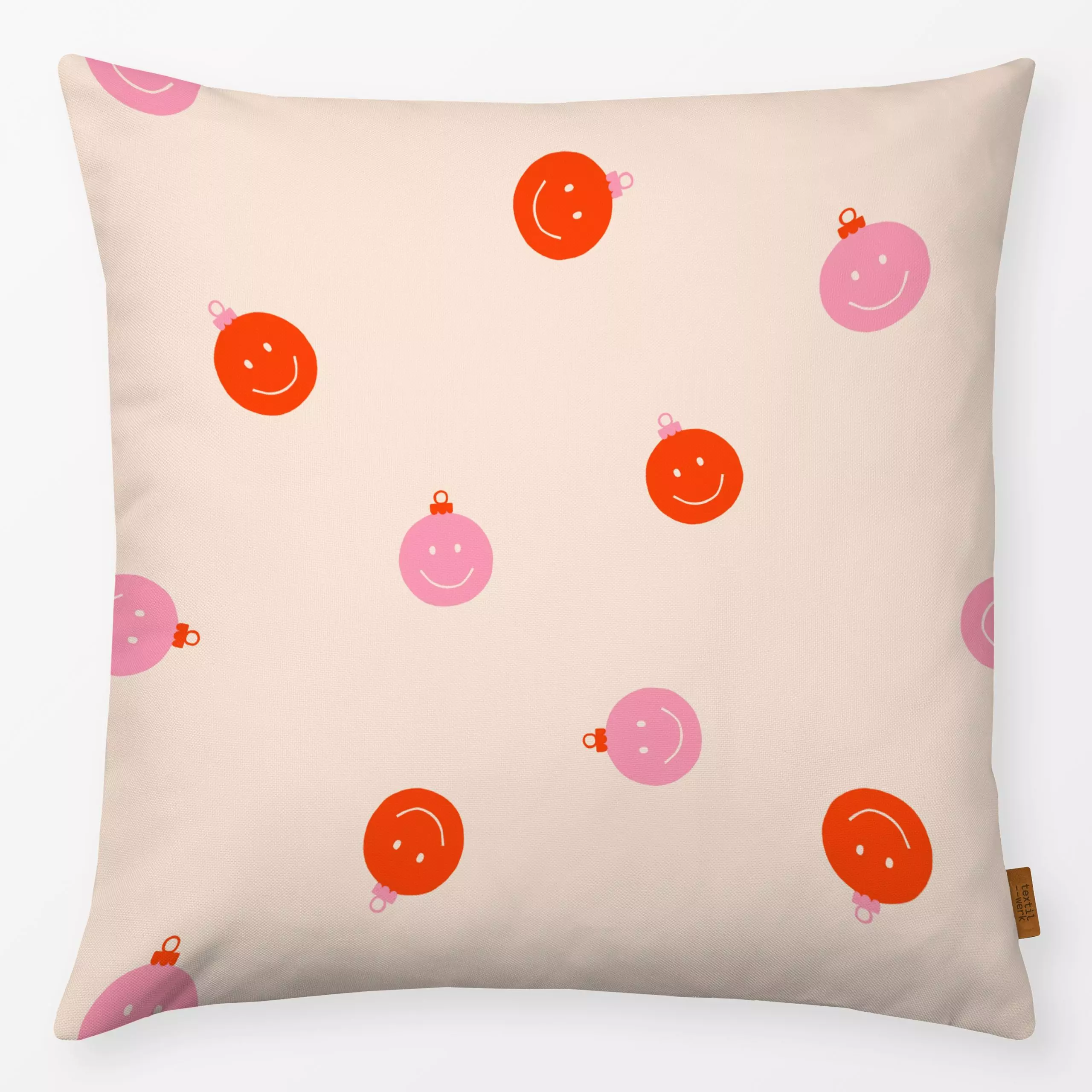 Kissen Muster Baumschmuck Smile - Weihnachten, Symbole & Muster - von „Maren Gross "; Merry Christmas, trend, xmas, Geschenk...
