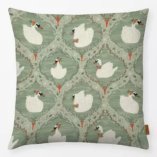 Kissen Weihnachtsschwäne Grün