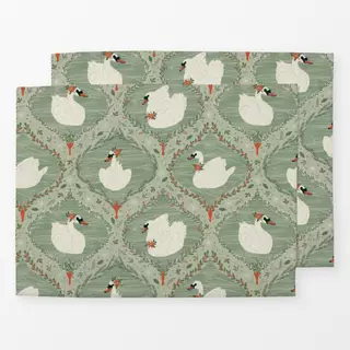 Tischset Weihnachtsschwäne Grün