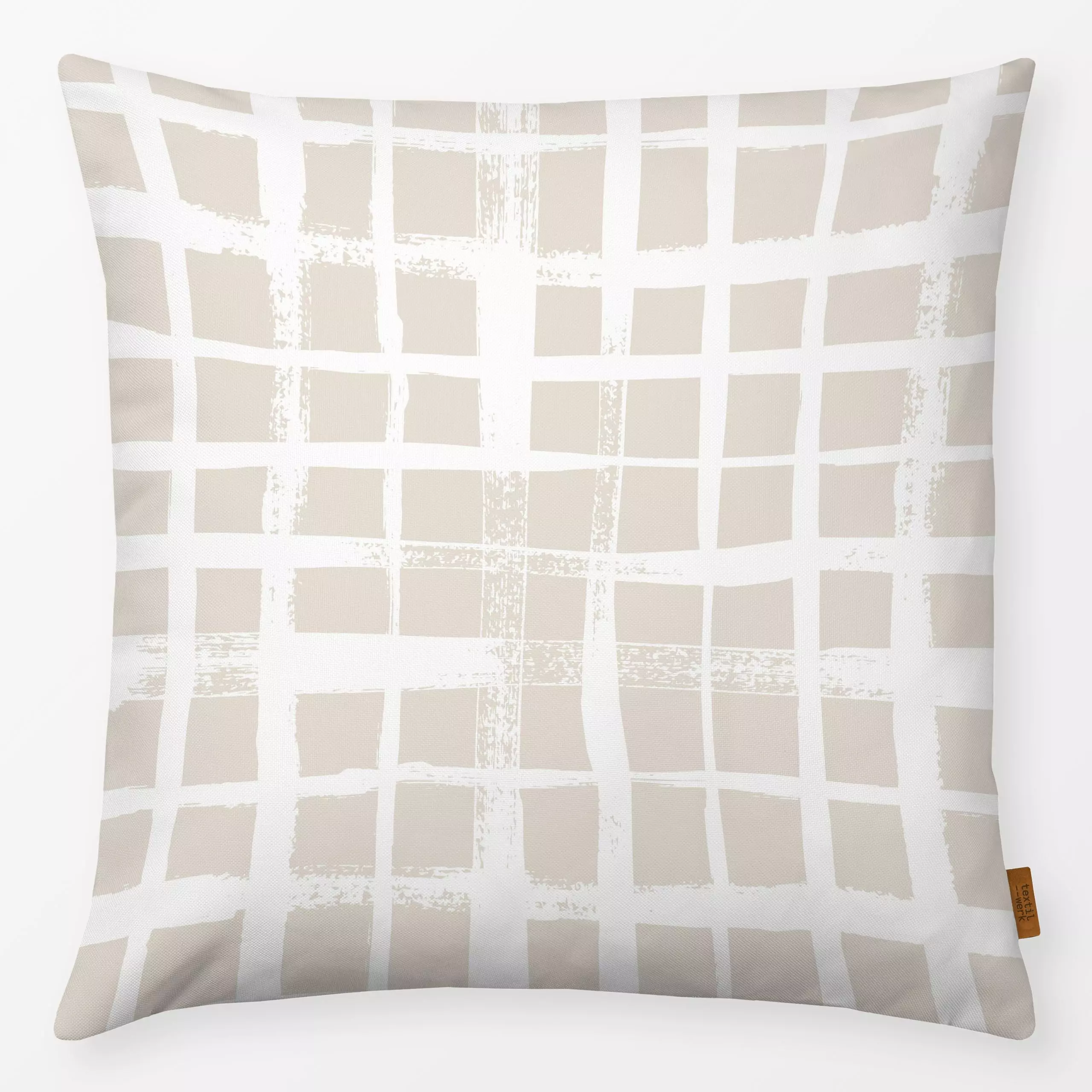 Kissen Basic Pattern No 14 - Symbole & Muster - von „Kruth Design"; skandinavisch, beige, Sommer, Karo, Weiss, schlicht, kru...