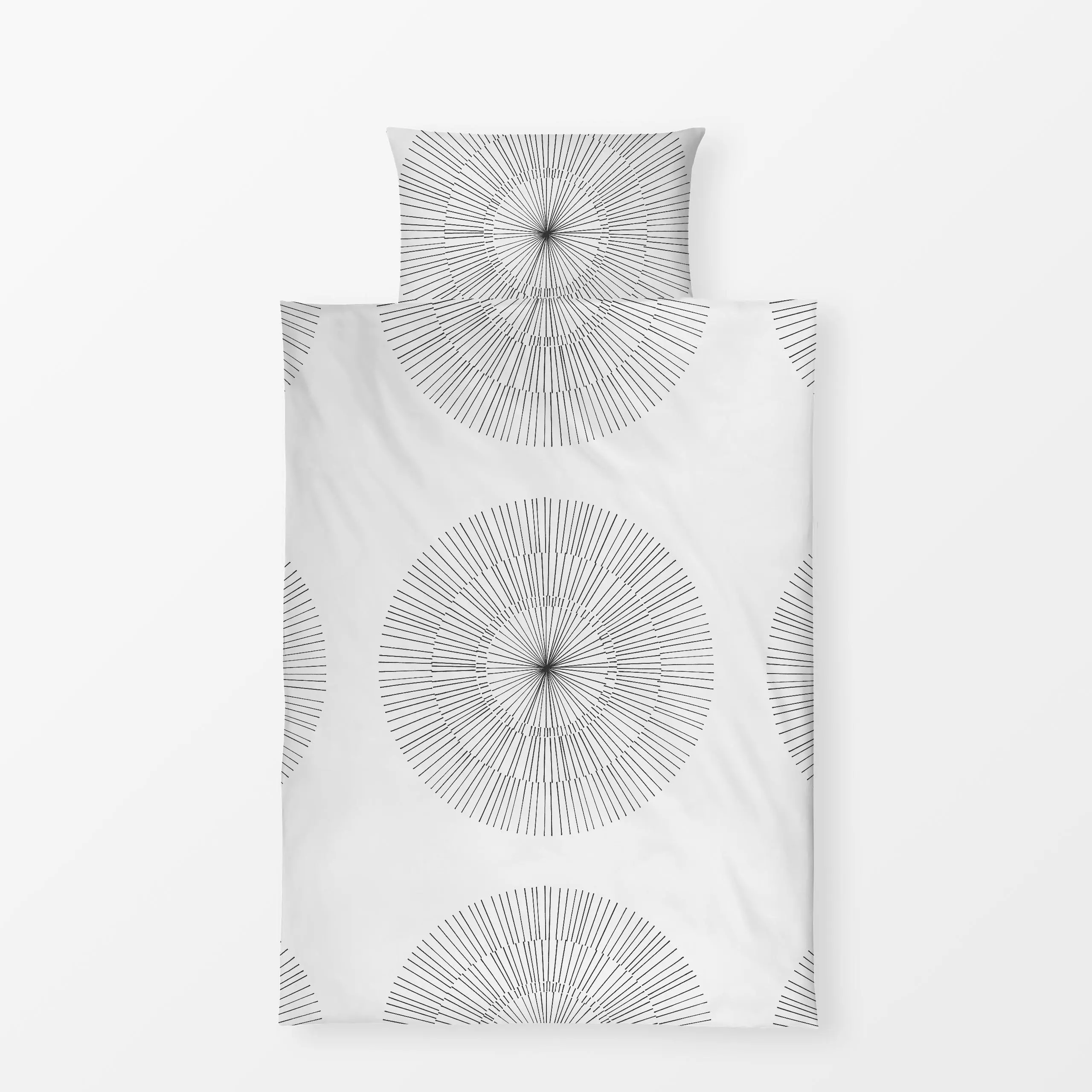 Bettwäsche Sol carbón - Symbole & Muster - von „Julia Schumacher"; Sonnenaufgang, Sonne, Striche, Kreise, lineart, juliaschu...