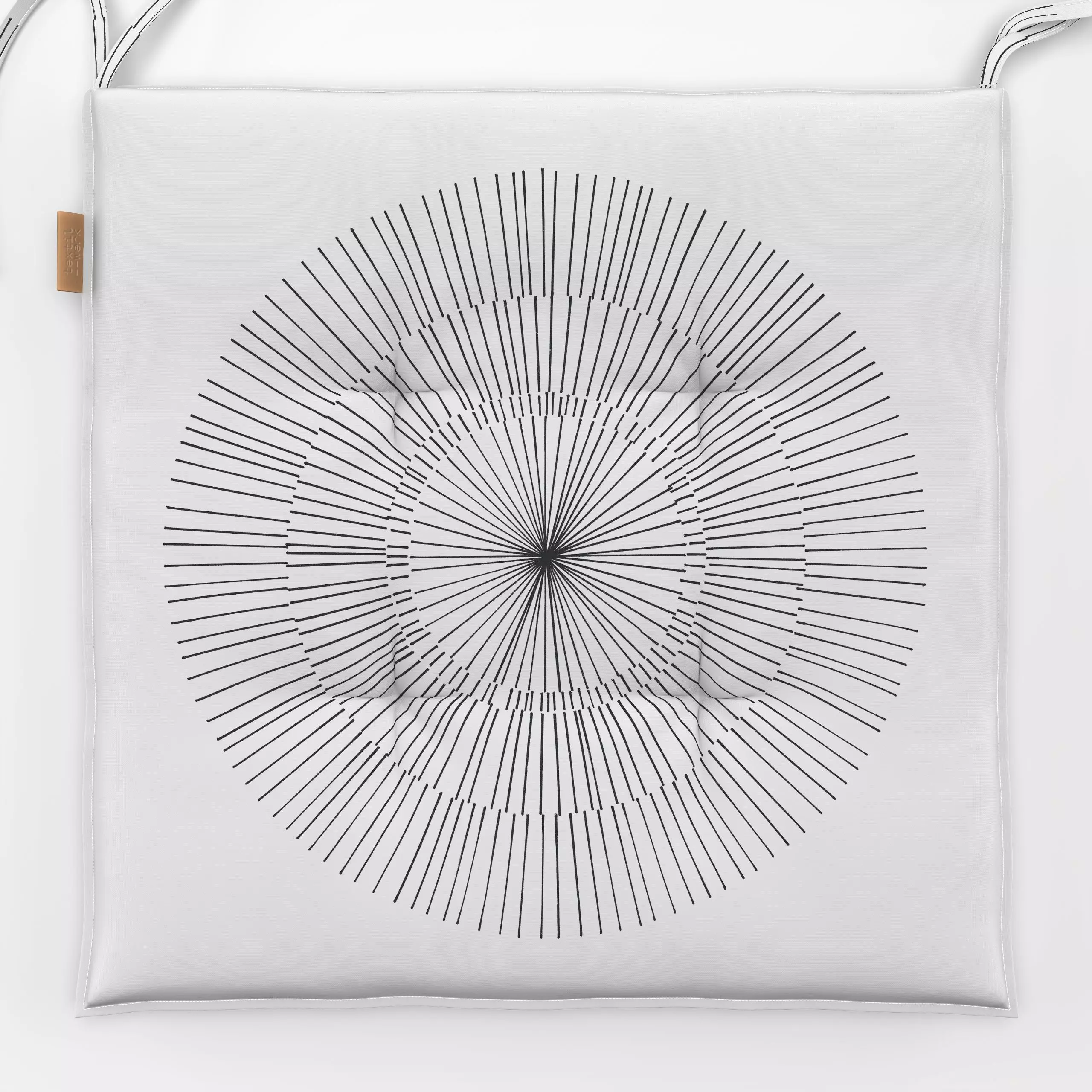 Sitzkissen Sol carbón - Symbole & Muster - von „Julia Schumacher"; Sonnenaufgang, Sonne, Striche, Kreise, lineart, juliaschu...