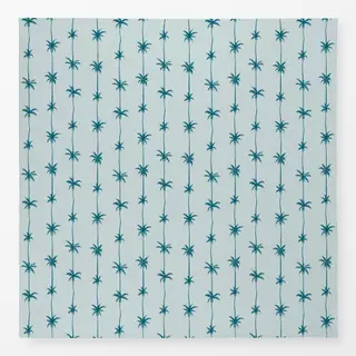 Tischdecke Palmen Streifen petrol