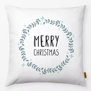 Kissen MERRY CHRISTMAS Kranz weiss
