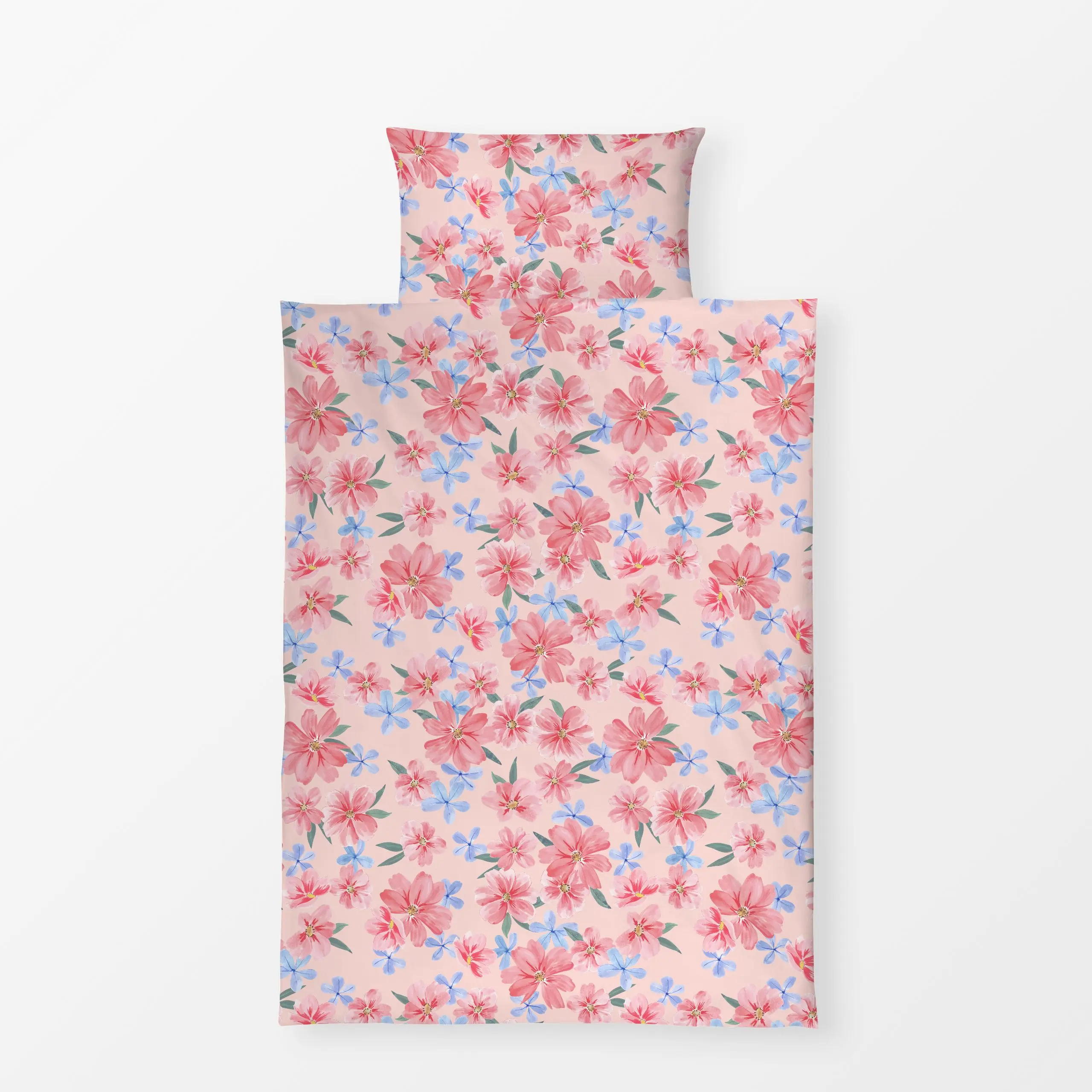 Bettwäsche Happy Flowers pink - Blumen & Florales, Frühling - von „Katrin Graff"; Garten, floral, blau, landhaus, frisch, Ba...